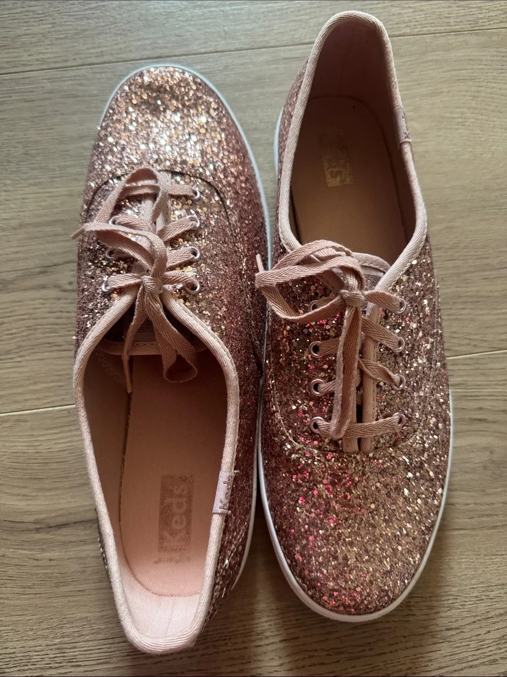 Keds Rose Gold Glitter Lace-Up Sneakers